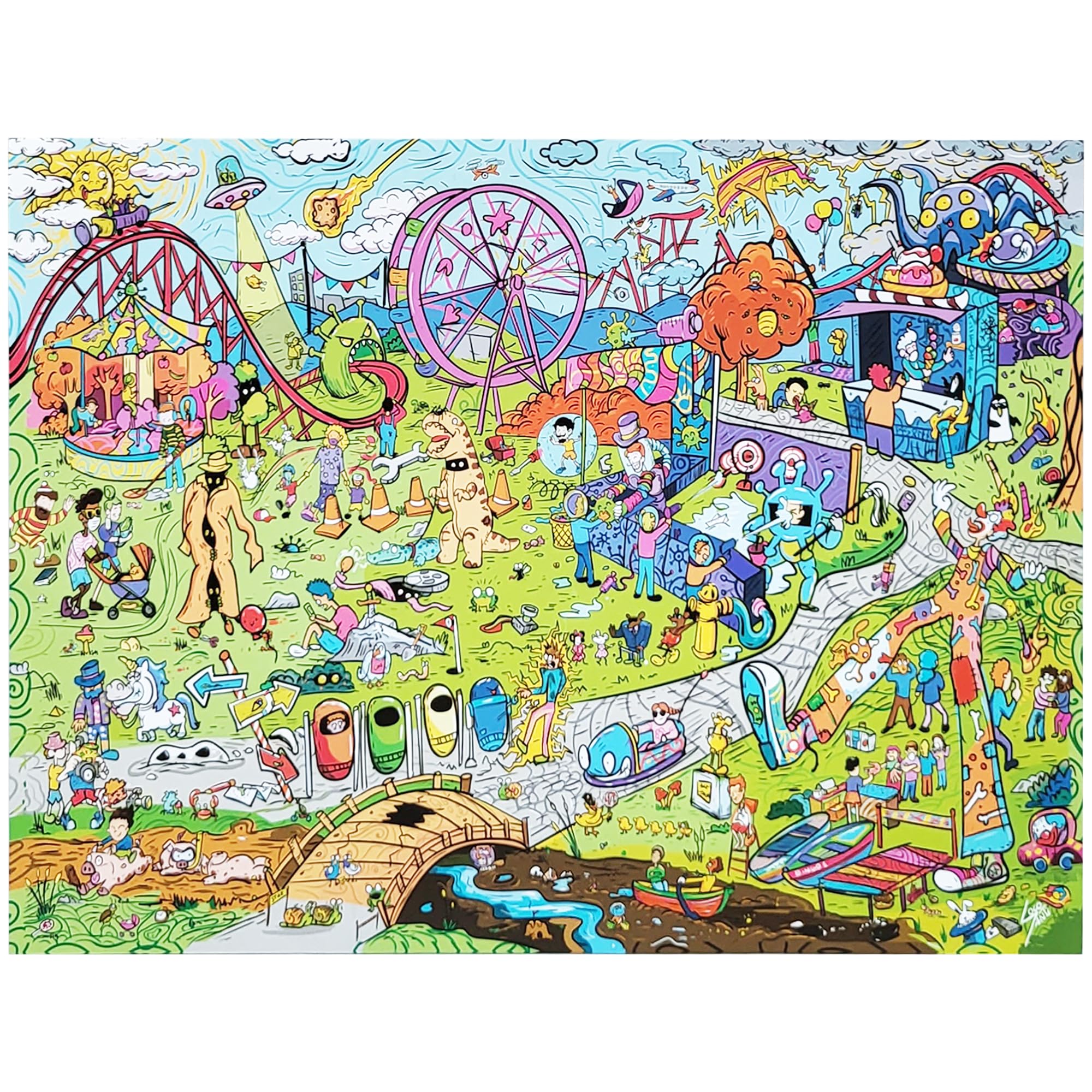 ArtCreativity Carnival Themed 1000 Piece Jigsaw Puzzle - 1000 Piece Puzzle with Search and Find Challenge - 1000 PC Puzzle for Adults with Challenging Where is Activity - Cool Puzzles for Adults