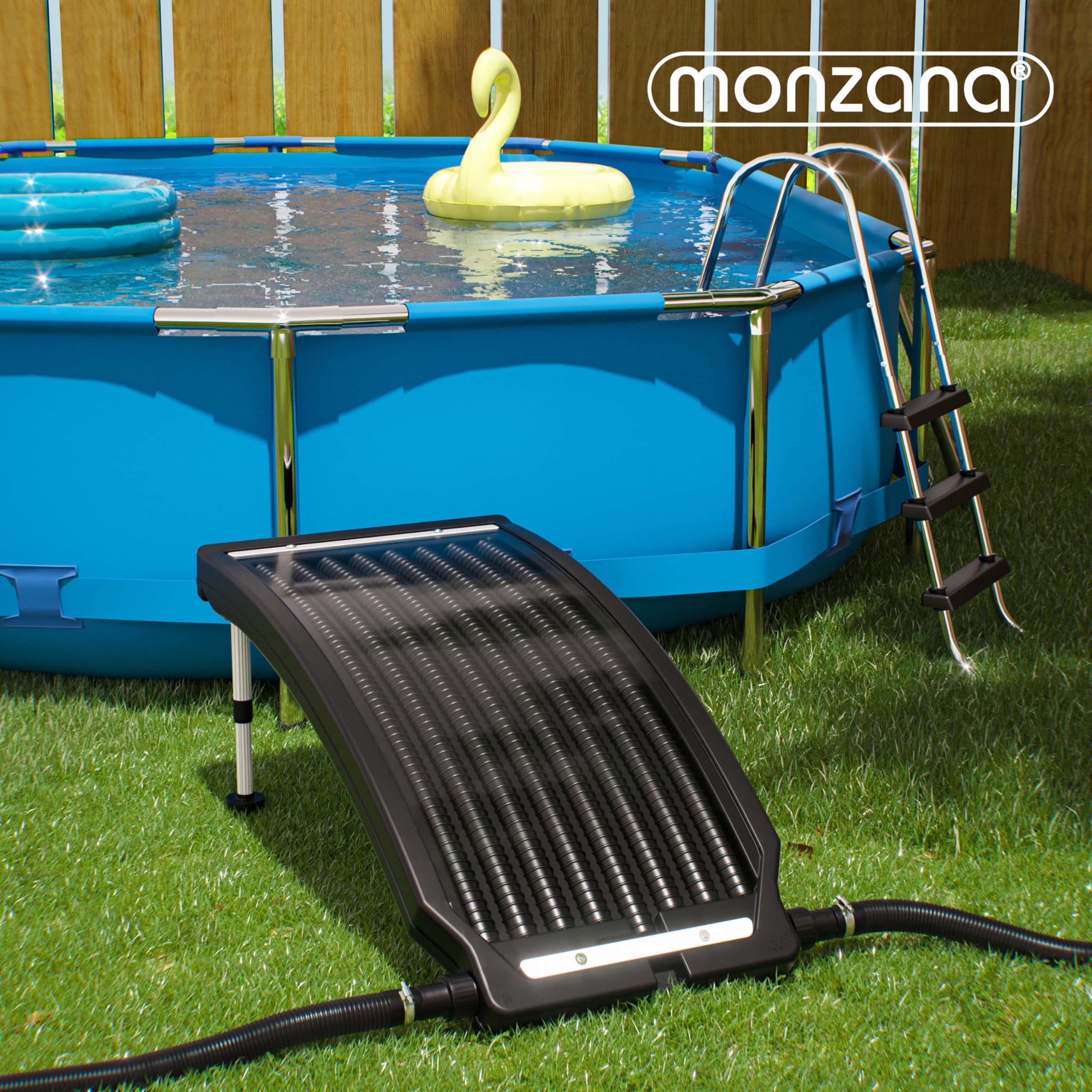 Monzana® Sonnenkollektor Pool 112x55x14cm 10000 L/h Höhenverstellbar 32/38mm Anschluss UV-Beständig Erweiterbar Poolheizung Solar Heizung Wasser