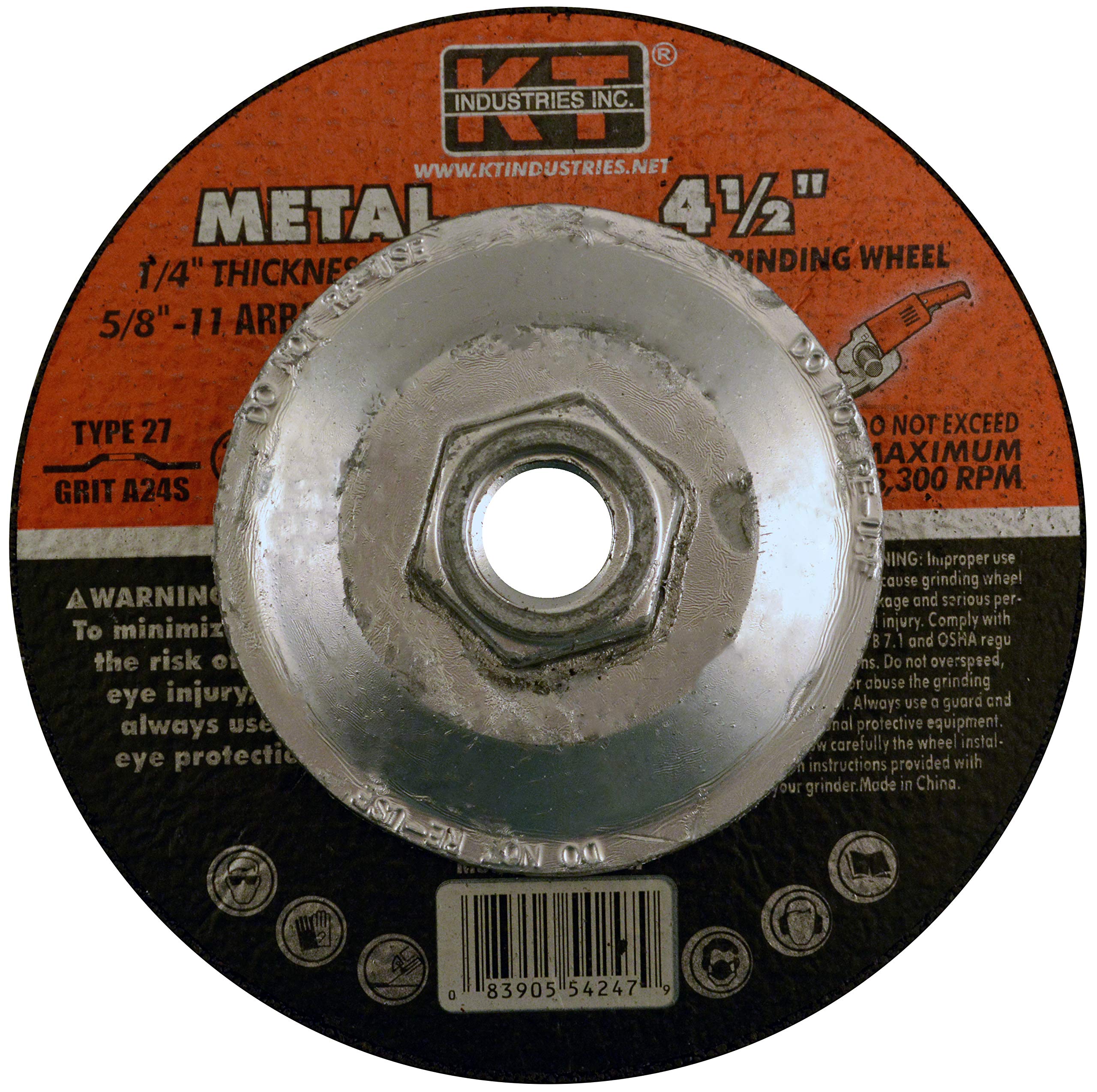 K-T Industries 5-4247 4-1/2 x 1/4 x 5/8-11 Metal Grinding Wheel