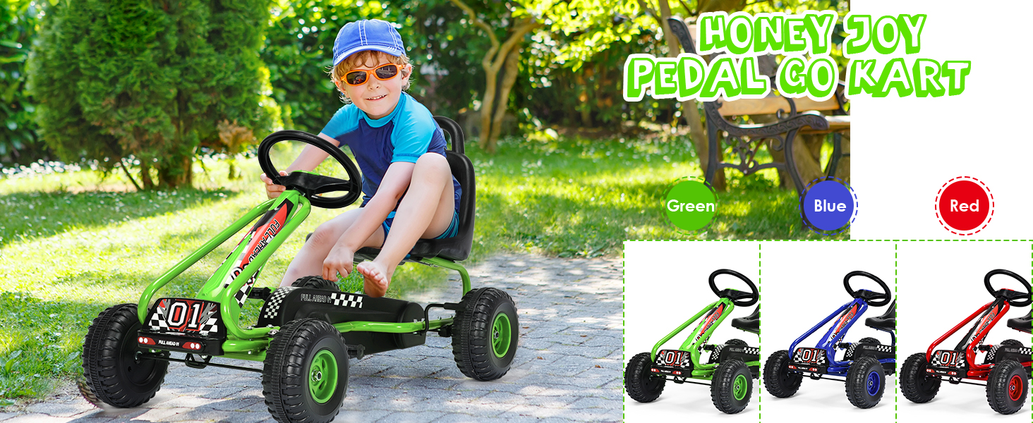 RELAX4LIFE Go Kart De Pedales Para Niños De 3-6 Años – Con Freno De Mano, Asiento Ajustable Y Ruedas Antideslizantes, Carga 30 Kg