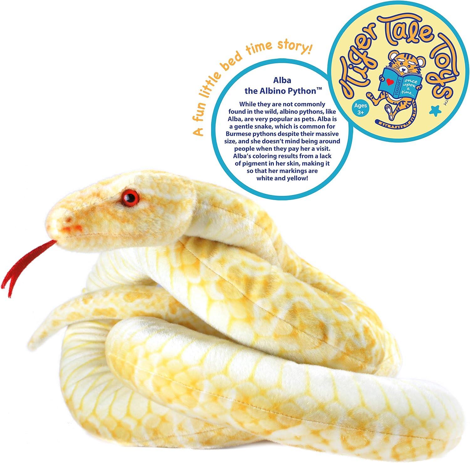 VIAHART Alba The Albino Burmese Python - 100 Inch Long Stuffed Animal Plush Snake - by Tiger Tale Toys