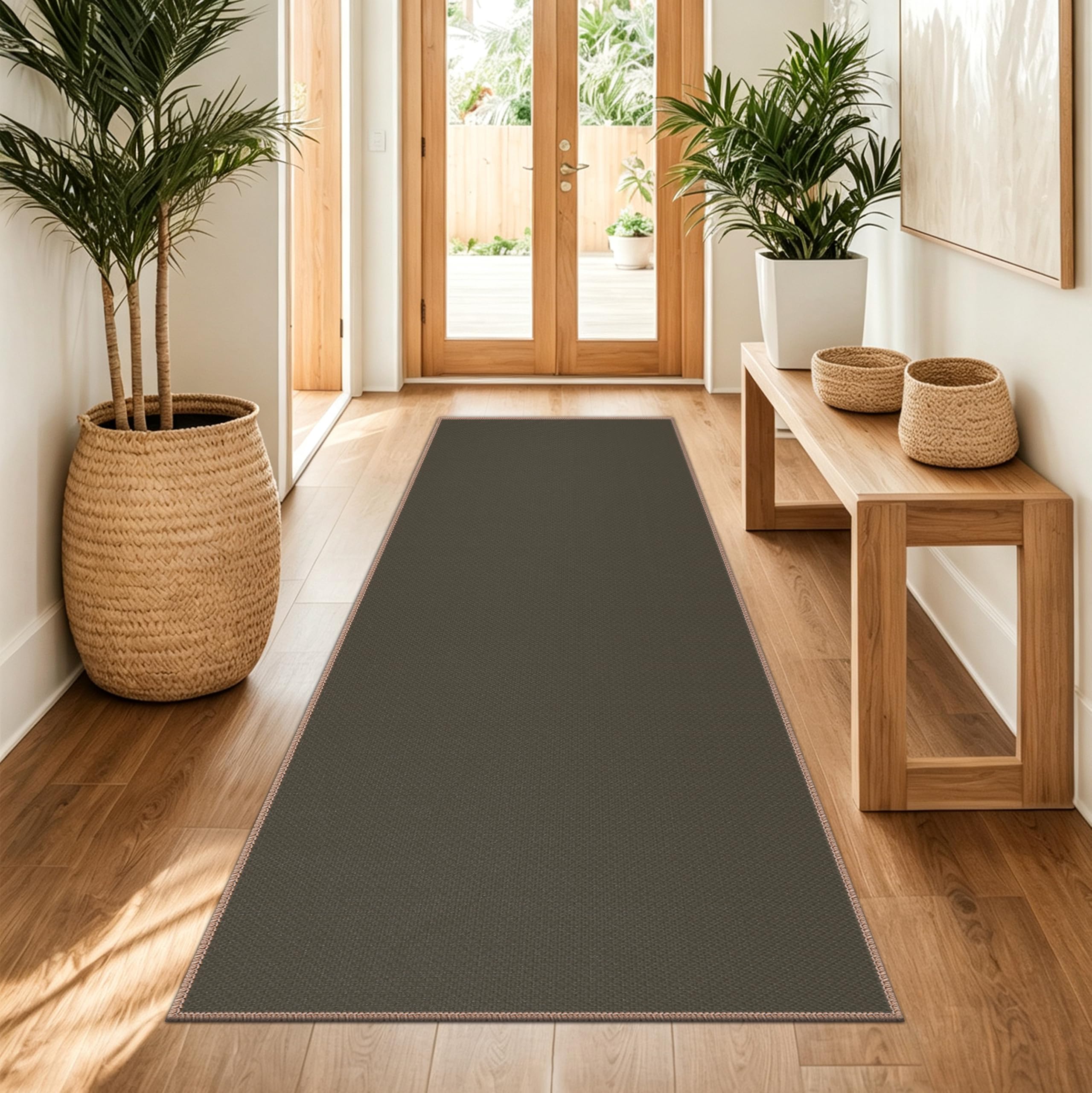 Capslpad Runner Rug for Entryway 60x180cm Non-Slip Hallway Carpet Runner Washable Jute Look Rug Kitchen Runner Durable Floor Area Rug Runners for Living Room Bedroom Balcony Corridor, Taupe โ image 1