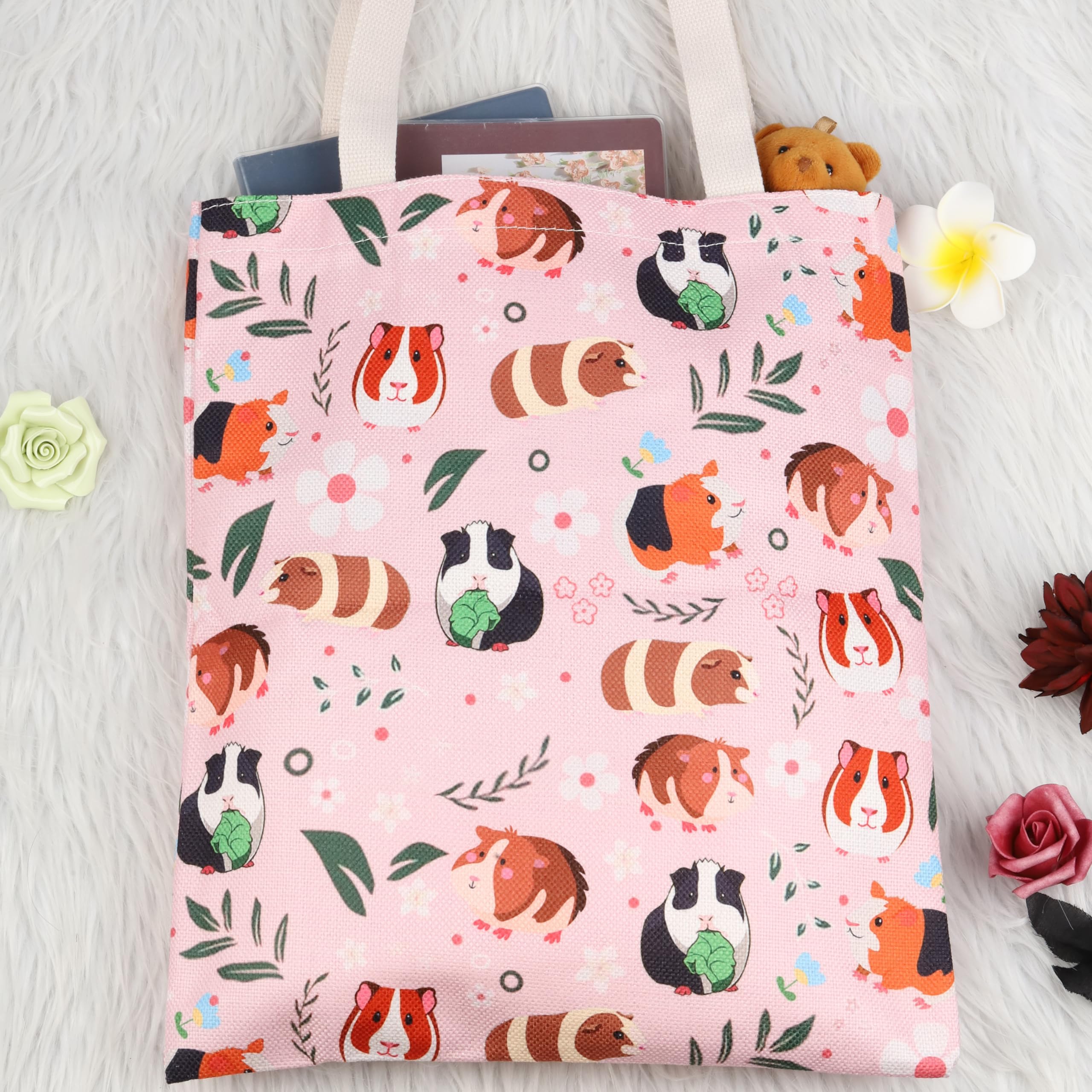 LEVLO Guinea Pig tote Bag Guinea Pig Gifts For Girls Women Gifts For Guinea Pig Lovers Cute Animal Guinea Pig tote Bag (Cotton - Image 4