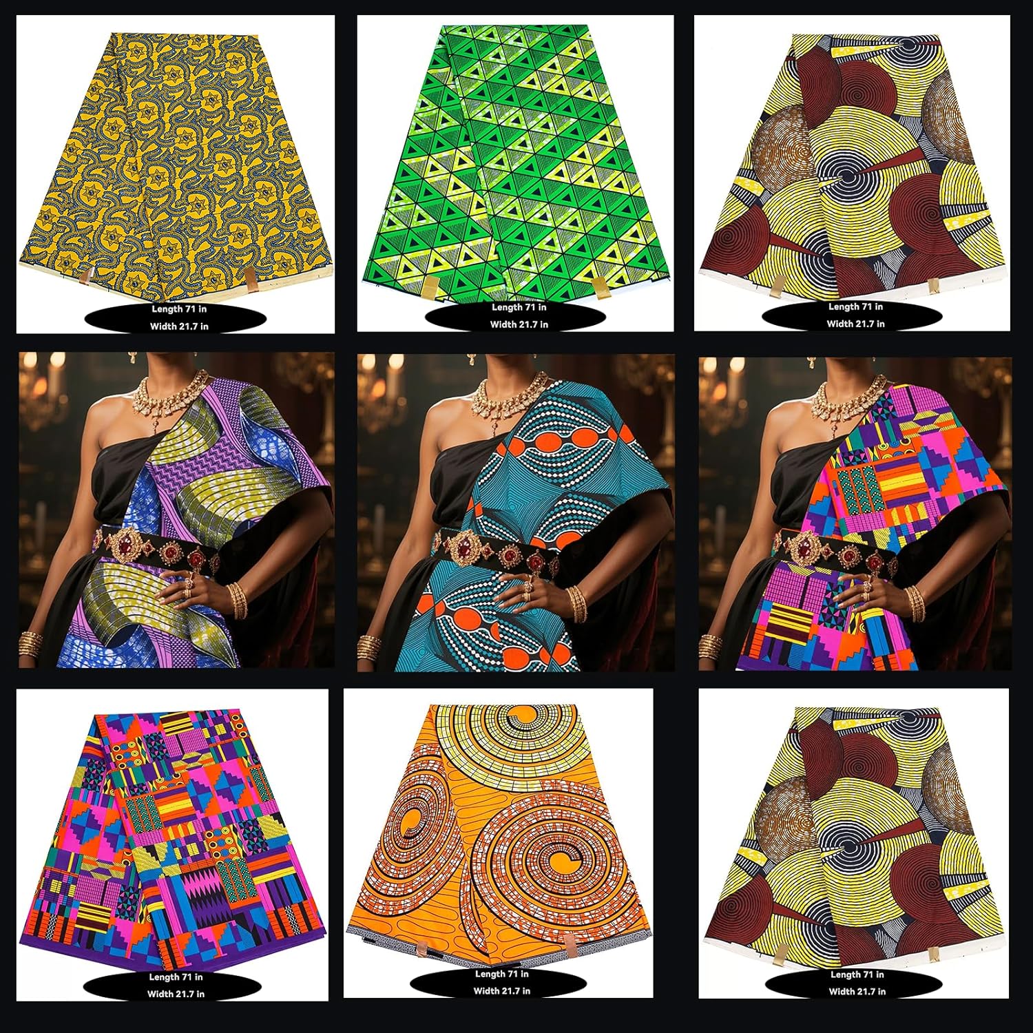 African Nigerian Style Printed Polyester Women'S Geometric Pattern Wax Printed Headscarf Shawl - Image 5