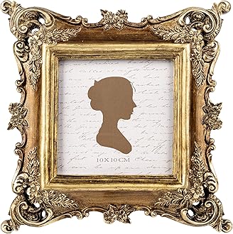 Sunlit Vintage Picture Frame 4x4 Inch, Luxury Antique Square Photo Frames with Glass Front, Photo Display, Tabletop Wall Hanging, Gift Ideas, Bronze Gold