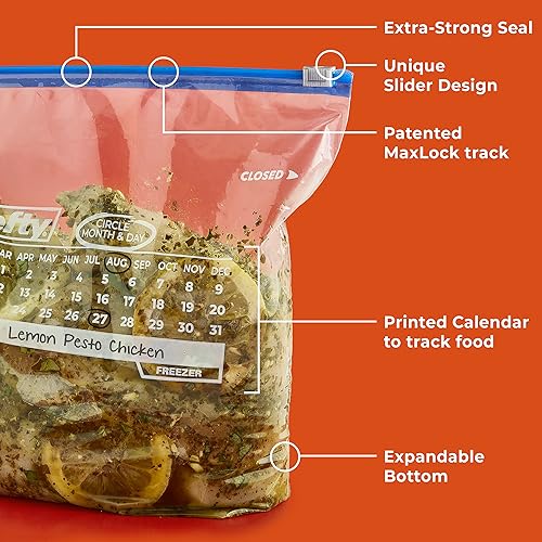 Miniatura 4 de Hefty Slider - Bolsas de calendario para congelador, tamaño de galón, 100 bolsas en total, 25 unidades (paquete de 4)