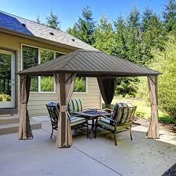 Domi 10'x12' Hardtop Gazebo Canopy,Outdoor Metal Gazebo with Galvanized Steel