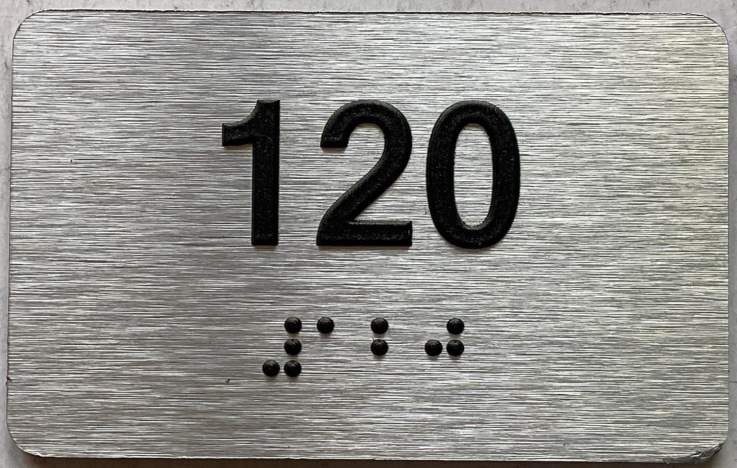 Apartment number sign - Unit number sign / Suite number sign comes with Raised letters & Grade 2 Braille - Includes Red Adhesive pad for Easy Installation (2.5" W x 4" H,Brushed Aluminum/silver, Tacticle Sign) - The park Ave Line (Apt 214)
