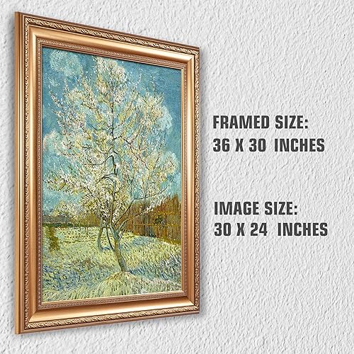 Miniatura 600 de A&T ARTWORK The Starry Night de Vincent Van Gogh. Tamaño del marco: 36 x 30 pulgadas, tamaño de la imagen: 30 x 24 pulgadas, reproducciones clásicas