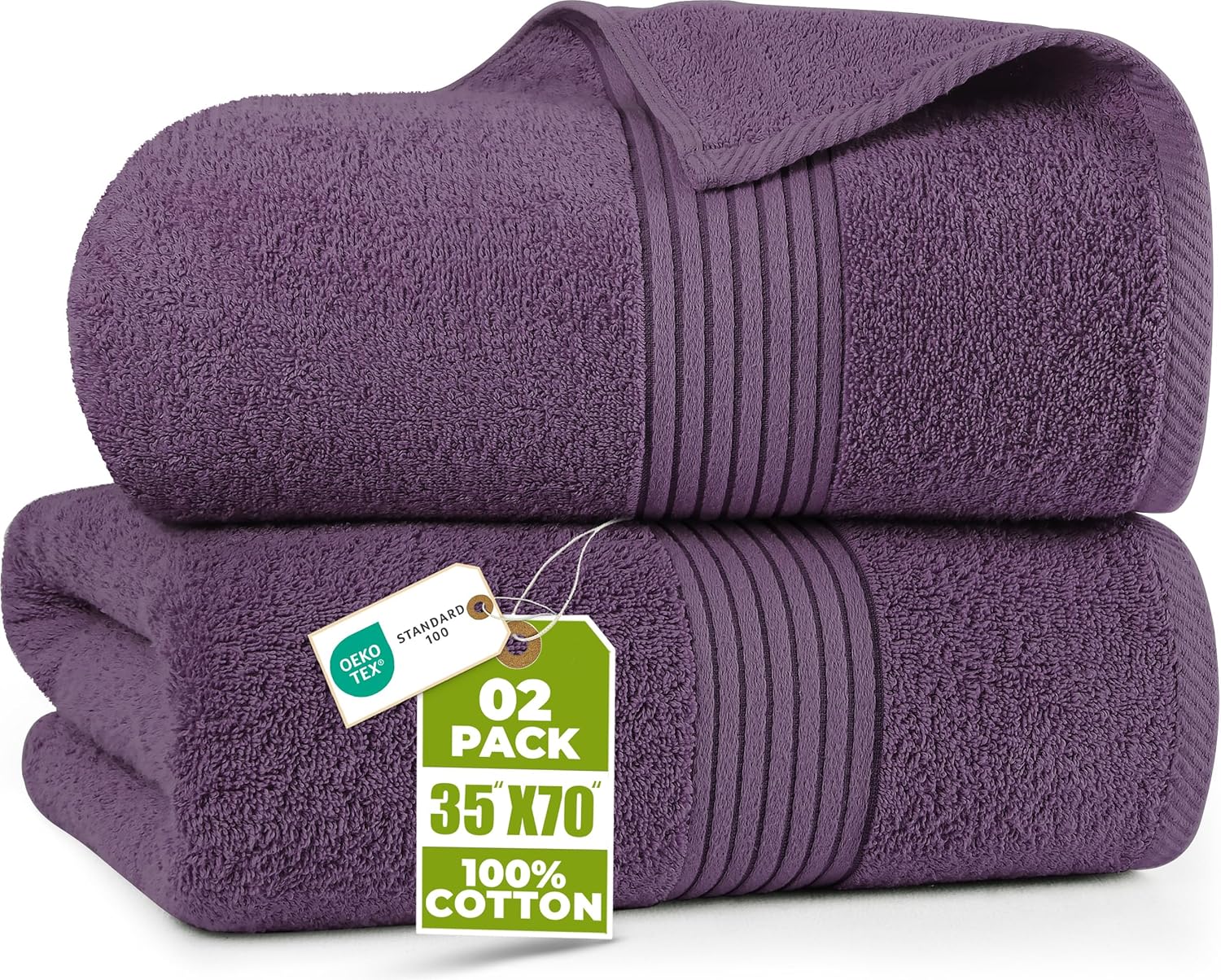Utopia Towels - Premium Jumbo Bath Sheet 2 Pack - 100% Cotton Highly Absorbent and Quick Dry Extra Large Bath Towel - Super Soft Hotel Quality Towel (35 x 70 Inches, Plum)