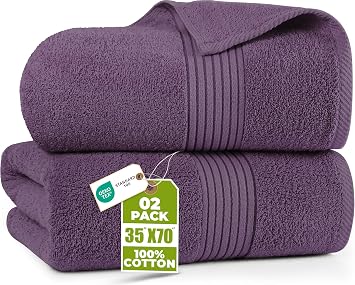 Utopia Towels Extra Large Bath Sheets, 2 Pack, 35x70 in, Cotton, Plum