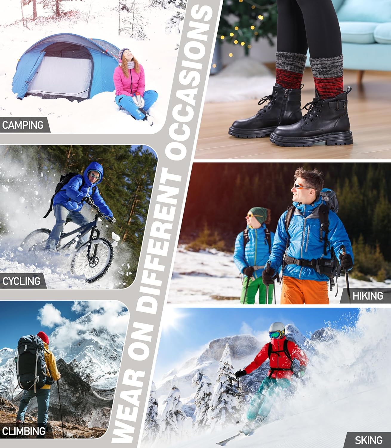 3 Pairs Thermal Boot Socks for Women Men Ski Thick Winter Warm Insulated Heated Socks for Extreme Cold Weather - Image 2