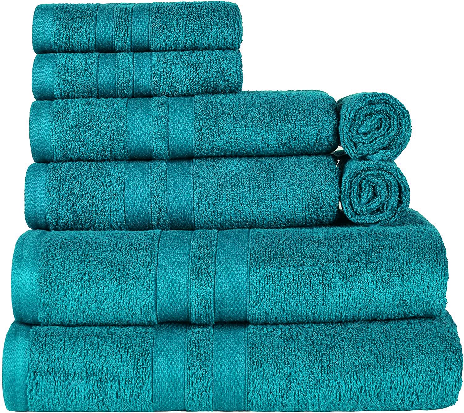 Wholesale Trade Dealz Teal 8 Pcs Towel Bale Set Pure Egyptian Cottonface Hand Bath Towel Set Multipurpose Quick Dry Towels 500 Gsm (, Cotton)
