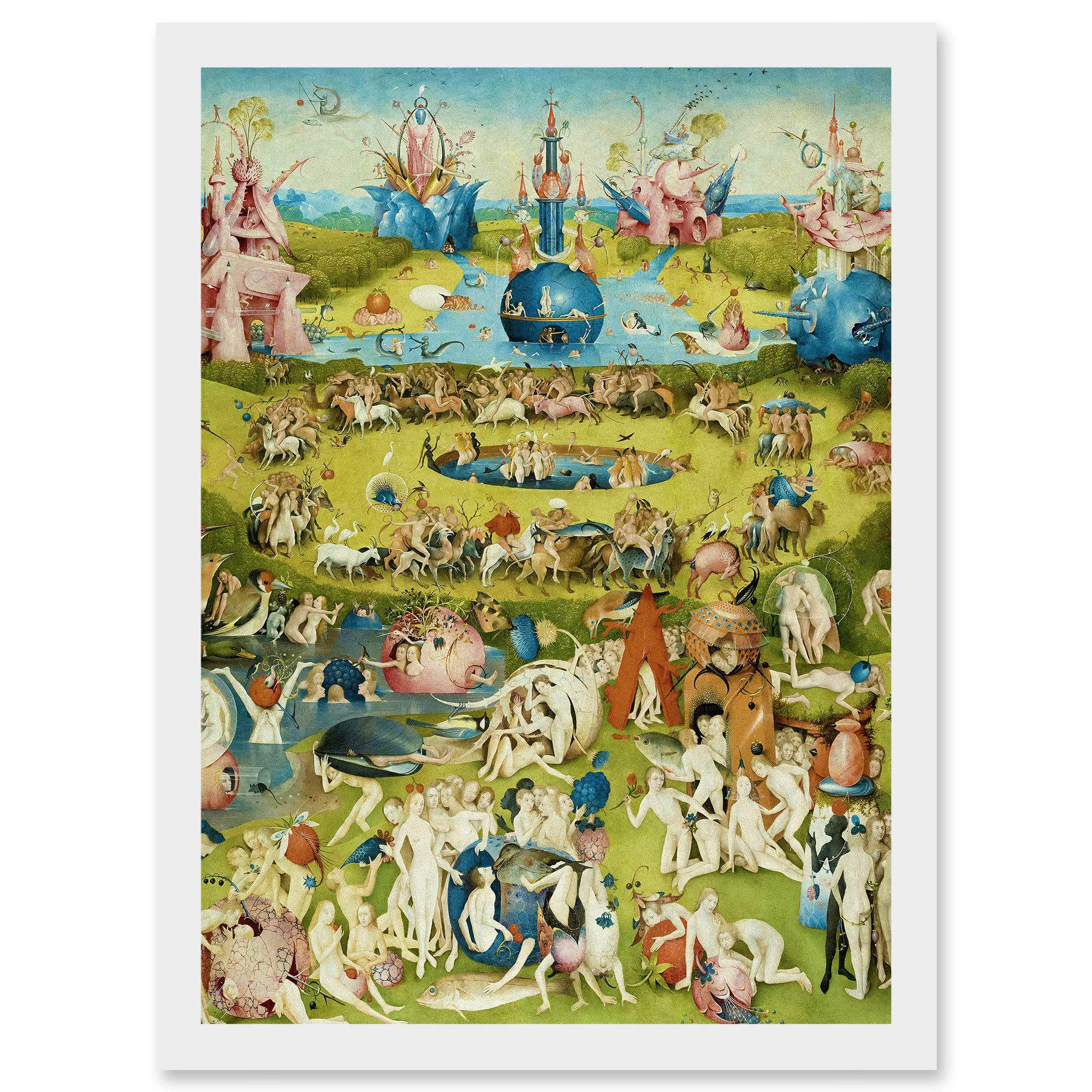 Artery8 Hieronymus Bosch Garden Earthly Delights Painting Artwork Framed Wall Art Print A4