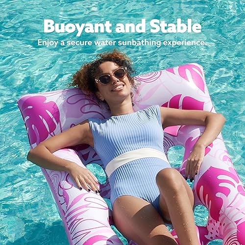 Miniatura 4 de Sloosh Inflatable Pool Floats Adults - Large Pool Float Tanning Raft with Headrest, Keep Cool Above Water Swimming Pool Floaties Beach Lake Party