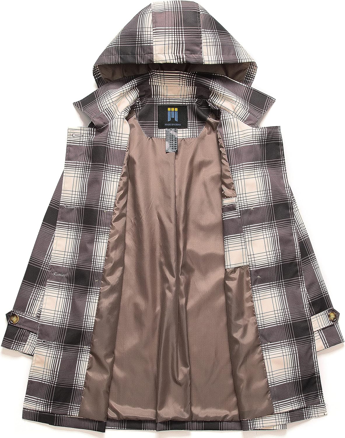 CREATMO US Women's Trench Coat Double-Breasted Classic Lapel Overcoat Belted Slim Outerwear Coat with Detachable Hood - Image 3