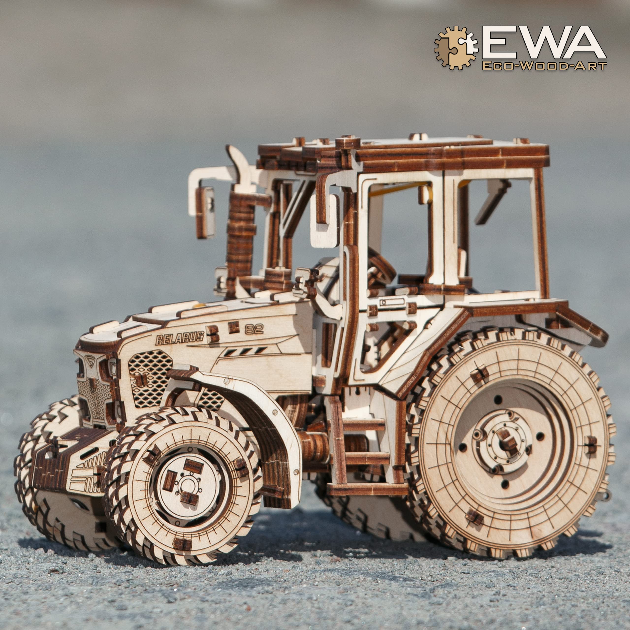 EWA Eco-Wood-Art - Tractor BELARUS-82 - Puzzle 3D mécanique en Bois - Casse-tête pour Adultes et Adolescents -à Monter soi-même sans Colle- 269 pièces, Naturel
