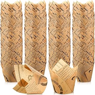 Yungyan 400 Pieces Tulip Cupcake Liners Newspaper Print Paper Cupcake Greaseproof Muffin Liners Grease Resistant Wrappers for Weddings Birthday Baby Showers Festival Party Supplies(Brown)
