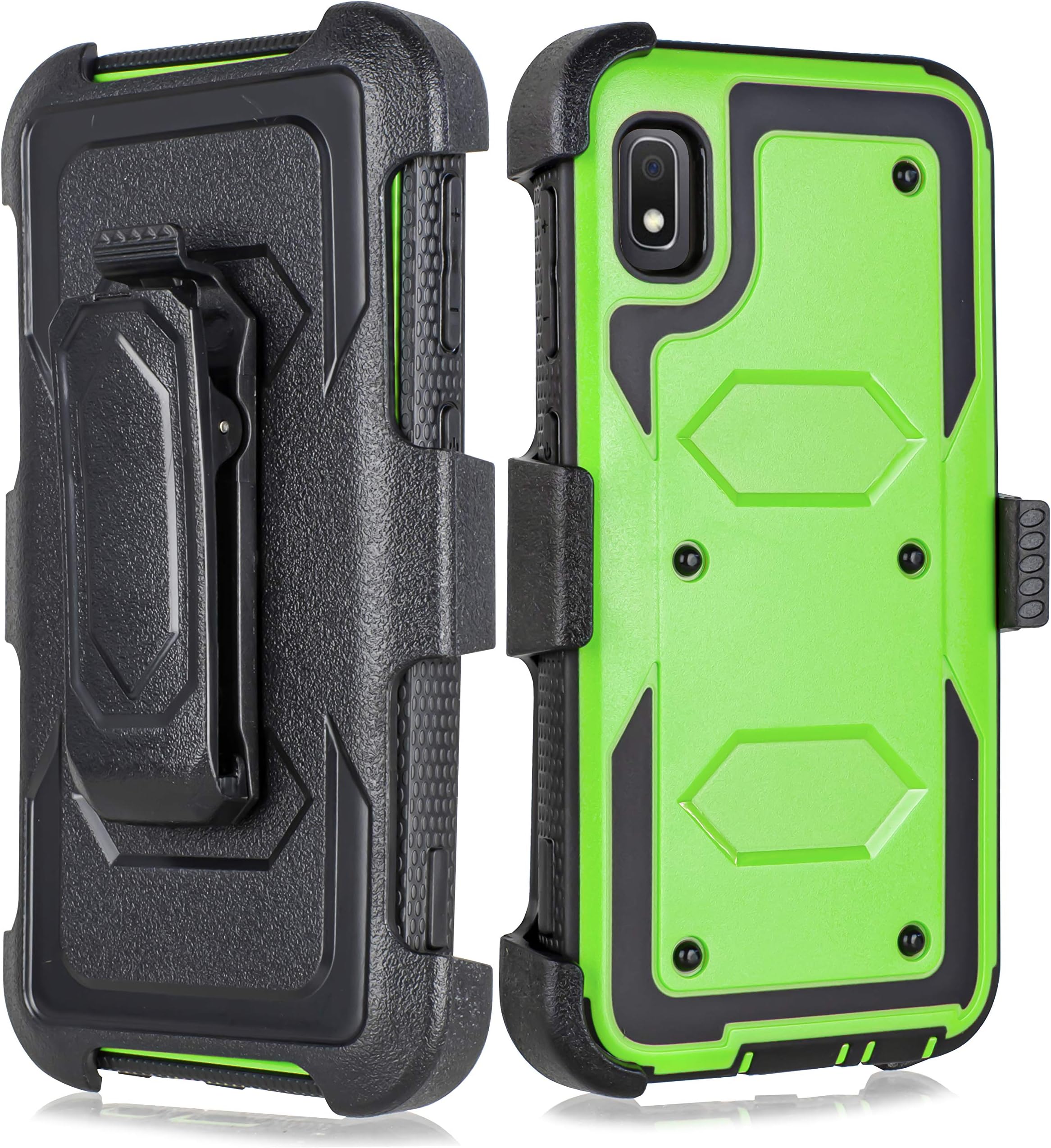Galaxy A10e Case, Built-in [Screen Protector] Heavy Duty Full-Body Rugged Holster Armor Case [Belt Swivel Clip][Kickstand] Samsung Galaxy A10e 5.8inch (Green)