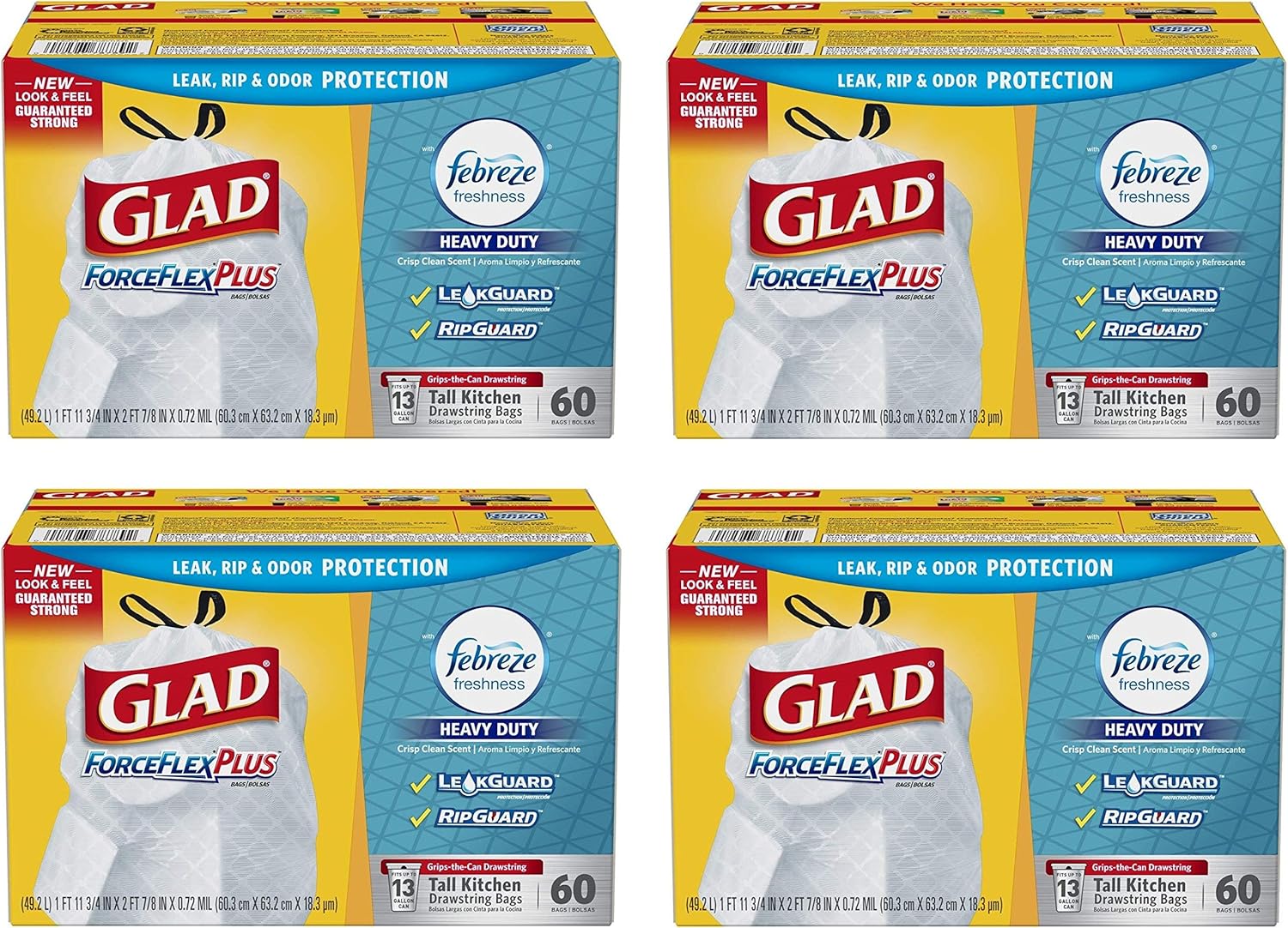 Glad Tall Kitchen Drawstring Trash Bags ForceFlexPlus 13