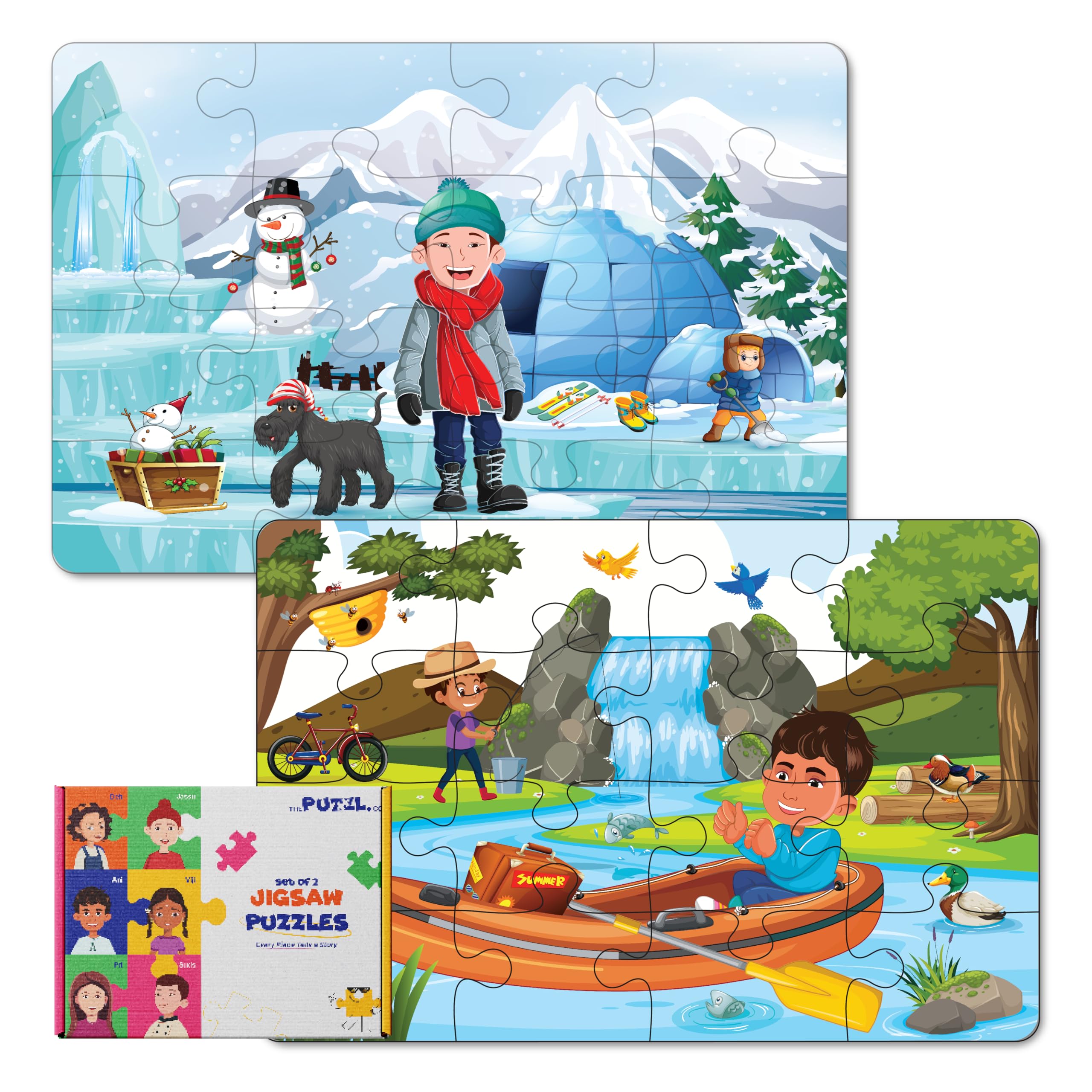 The Puzzl Co - Set of 2 Seasons Jigsaw Puzzles, Summer & Snow, 16 Pcs Each, Ages 4+, Educational Toy, Puzzle for Kids, Perfect Games Birthday Gift for Boys & Girls, Designed by Puzzle Experts (B0D2CDPWPW) Amazon Price History, Amazon Price Tracker