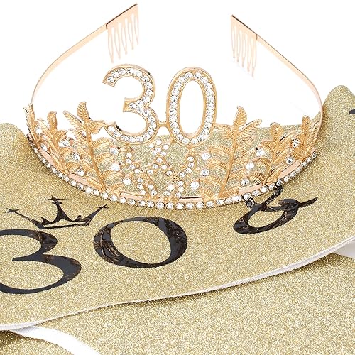 Miniatura 5 de Juego de corona de 30 cumpleaños y banda de 30 cumpleaños, decoraciones de CIEHER para mujeres de 30 años y banda fabulosa, regalos de 30 cumpleaños