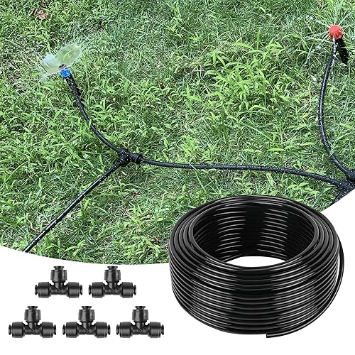 Miniatura 8 de Tubo de riego por goteo de 1/2 pulgada de 50 pies con 4 accesorios de riego por goteo de 1/2 a 1/4 pulgadas, manguera de línea de goteo y conectores