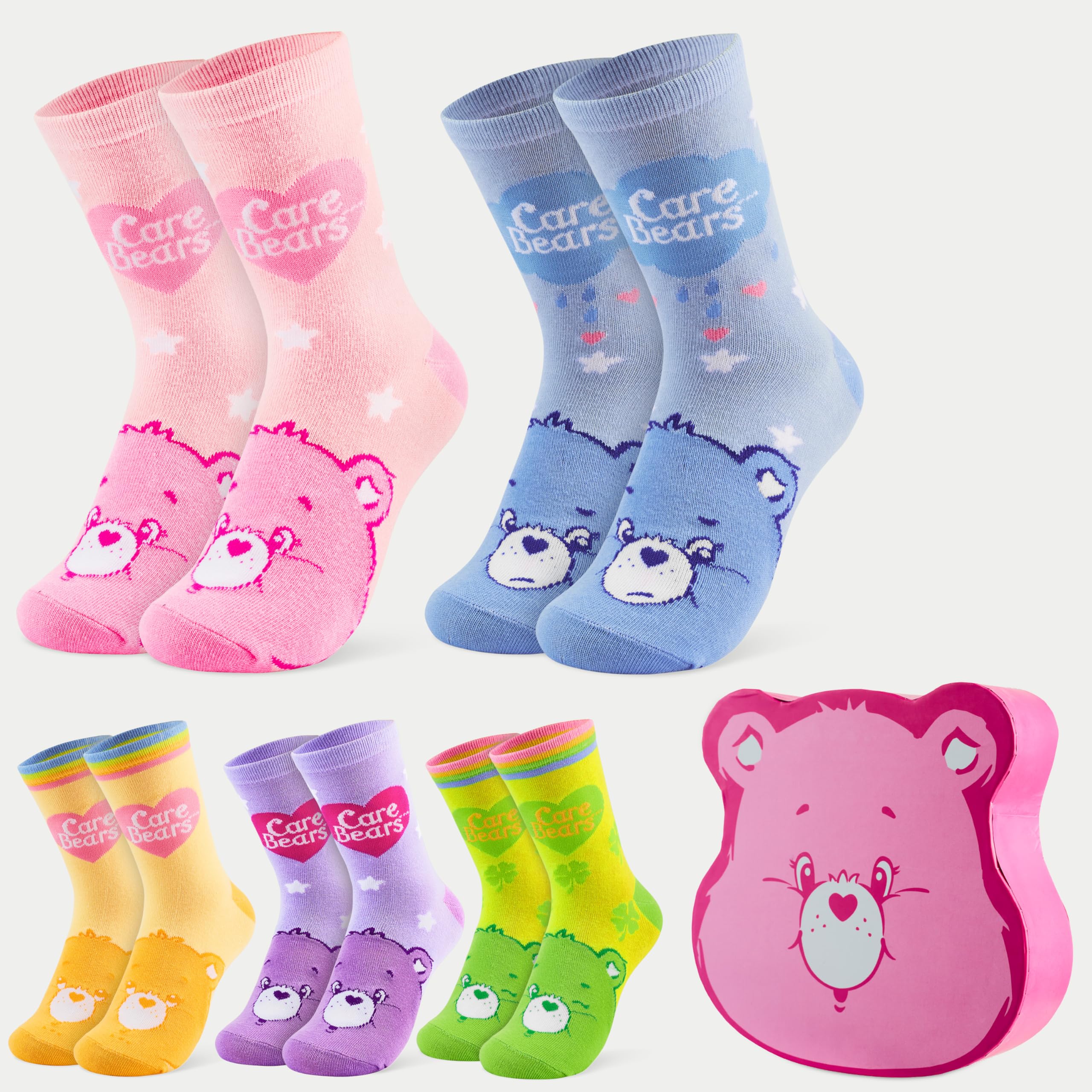 Get Trend Care Bears Calcetines Mujer y Adolescente, Paquete de 6 Calcetines Transpirables y Cálido, 36-41, Regalo Mujer