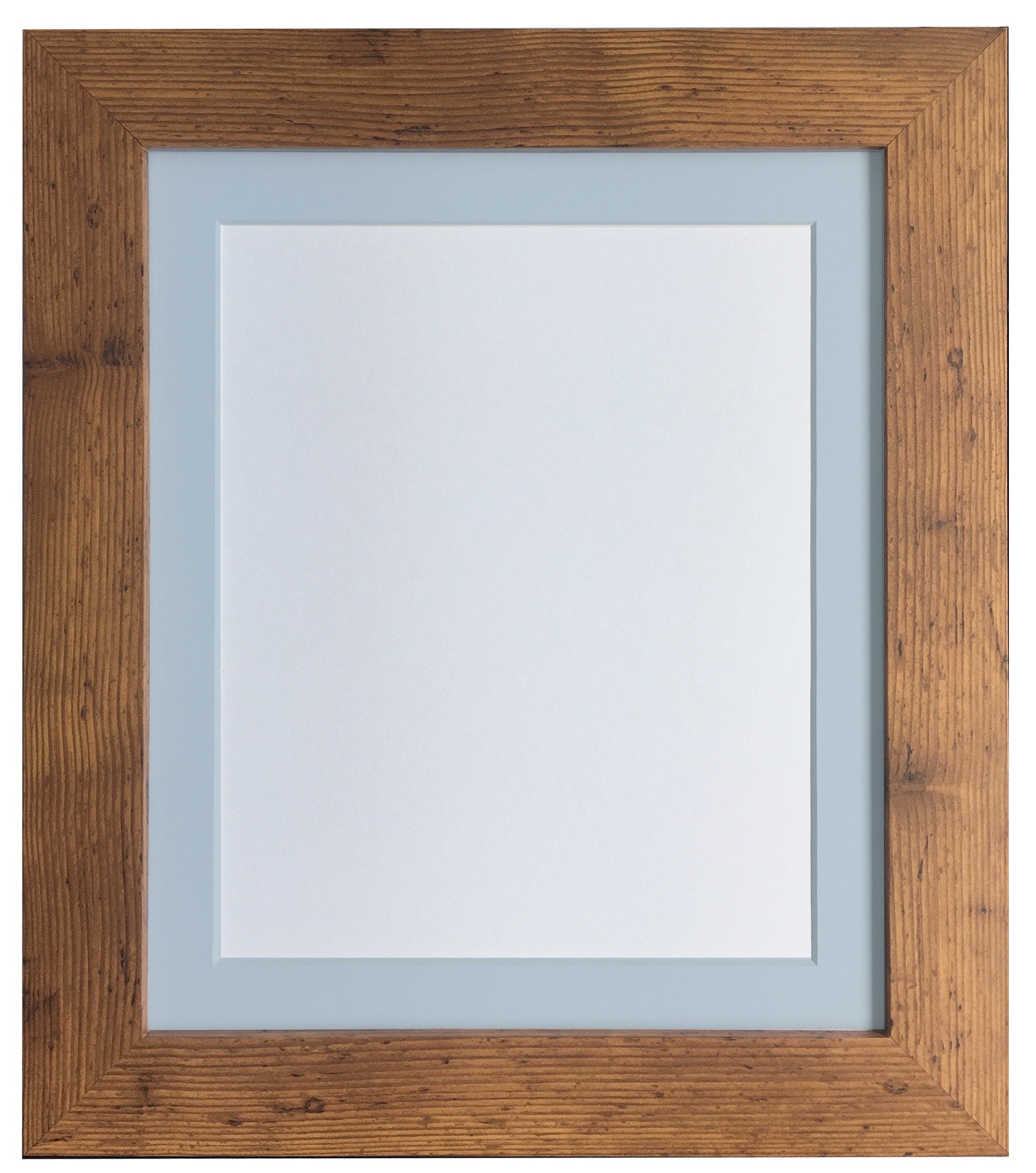 Metro Vintage Wood Photo Picture Poster Frame with Blue Mount 40 x