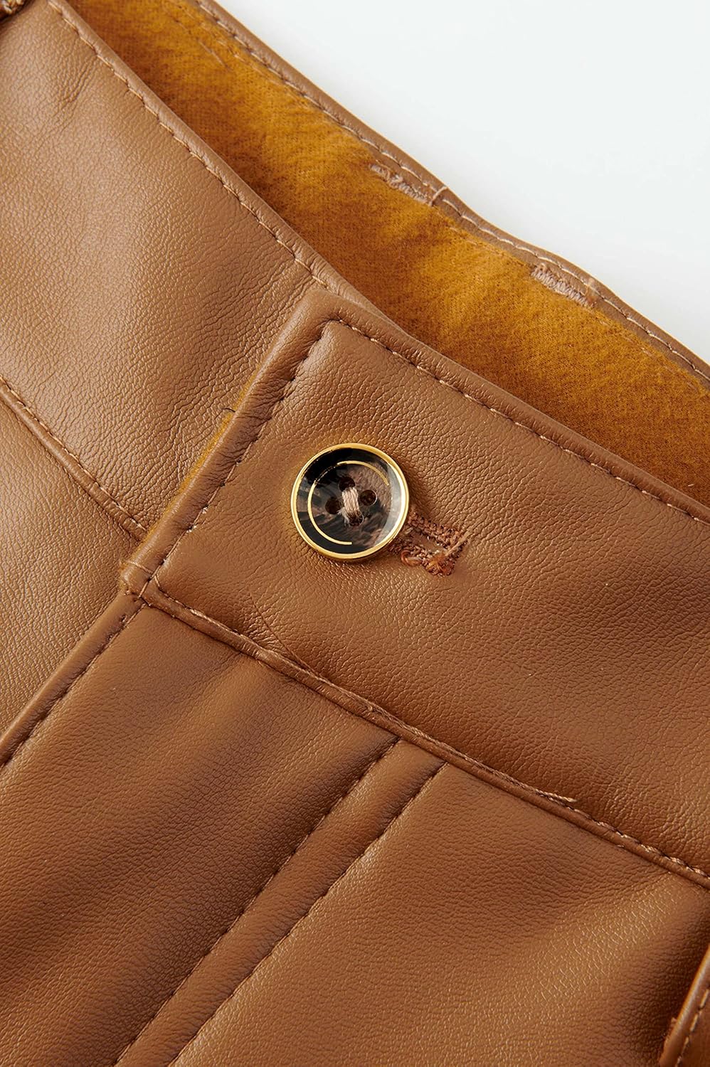 Idopy Men`s Business Slim Fit Five Pockets Faux Leather Pants Jeans - Image 4