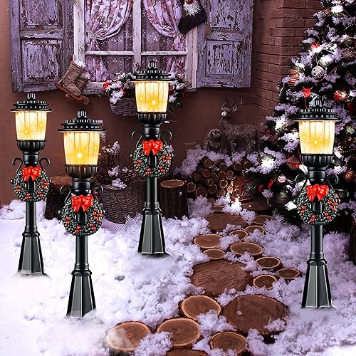 Miniatura 19 de Lámpara de Navidad para poste de aldea, accesorios de aldea, lámpara de tren, farol, lámpara de calle en miniatura, luces de calle decorativas