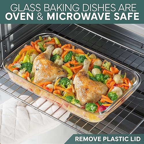 Miniatura 6 de COOK WITH COLOR - Juego de 8 piezas de refractarios profundos de vidrio con tapas de plástico, para hornear y almacenar alimentos, aptos