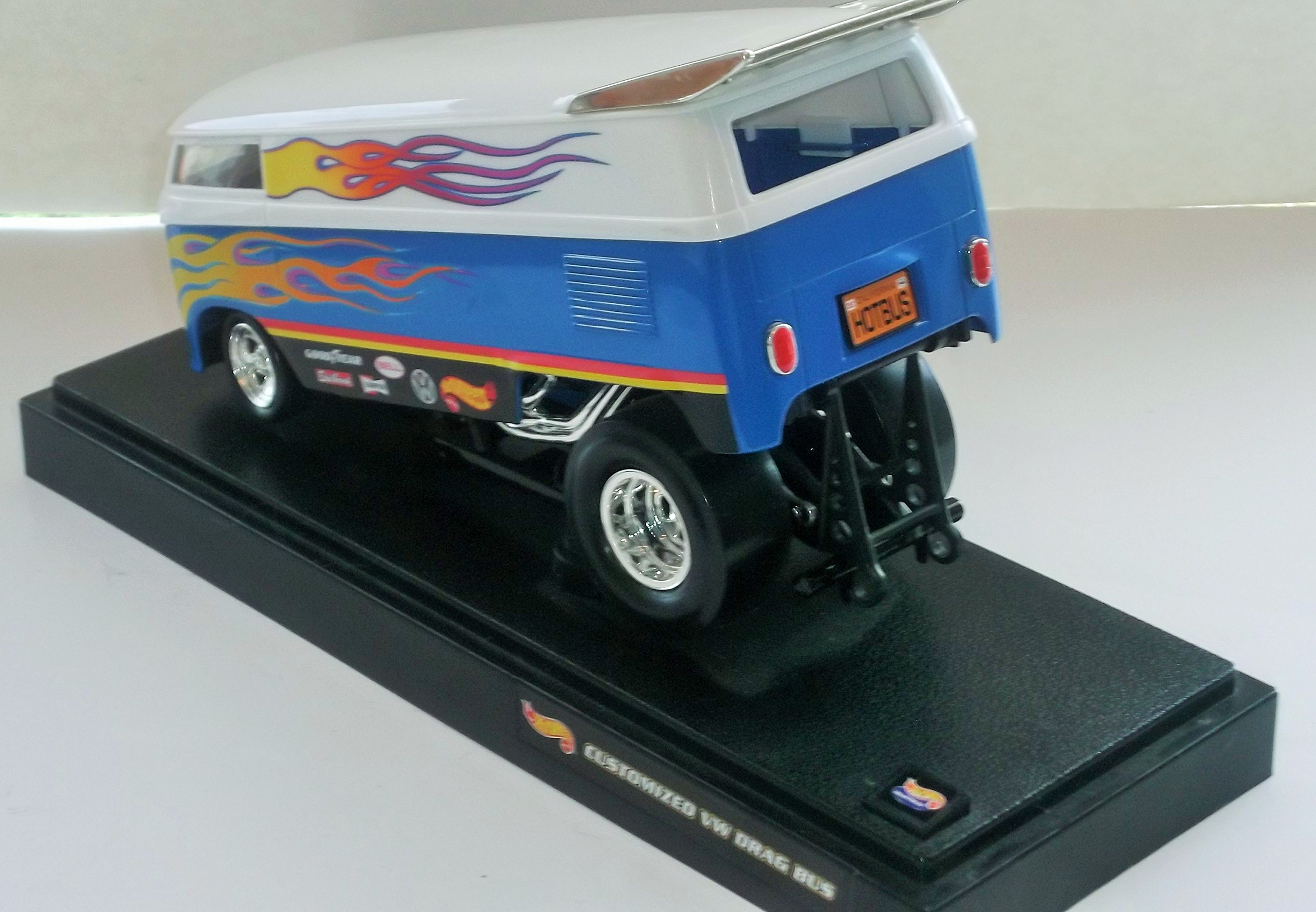 CUSTOMIZED VW DRAG BUS * White & Blue * 1:18 Scale Hot Wheel 