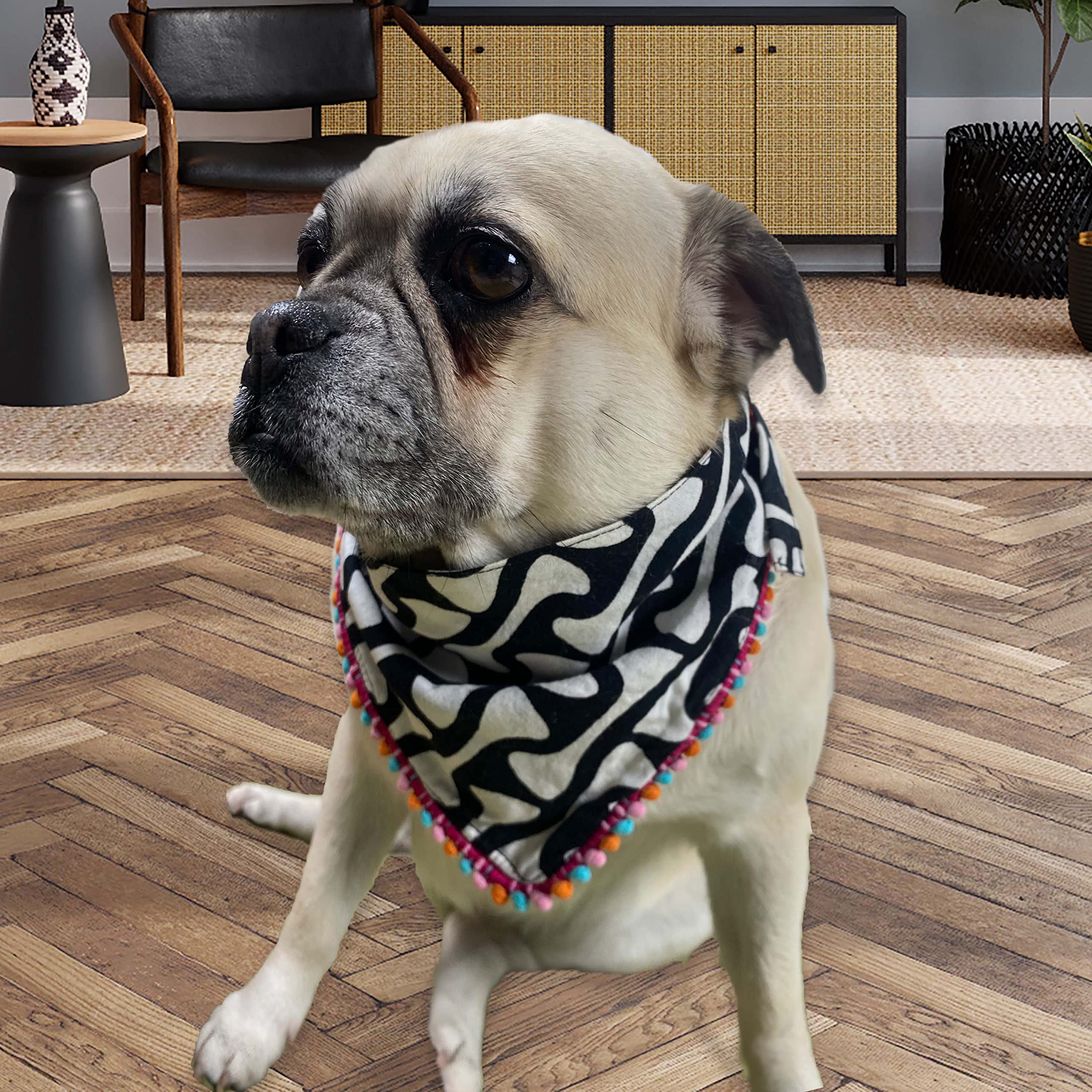 NUEVOS DOGGADIL Cotton Printed Pet|Bandana|Bib|Scarf for Dog and Cat_Black & White (XL, Black White) (B0BTYV59HG) Amazon Price History, Amazon Price Tracker