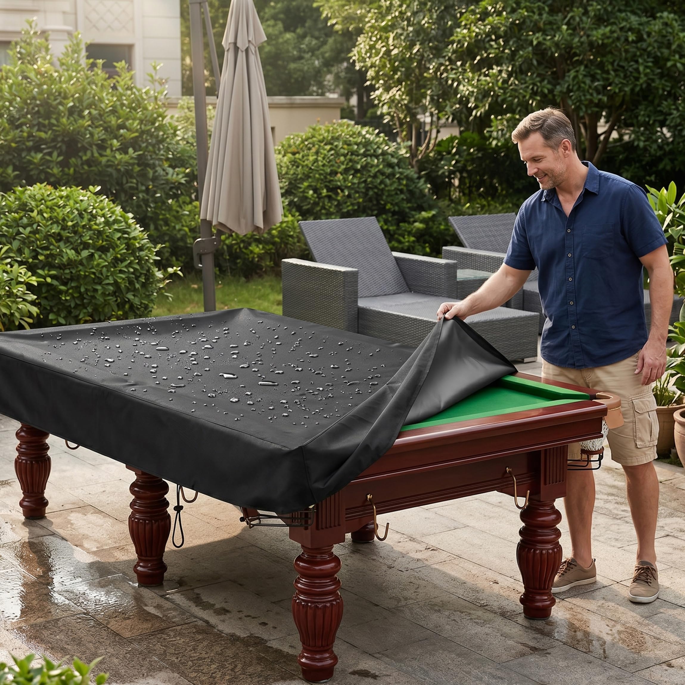 Pool Table Cover, Waterproof & UV-Resistant Oxford Fabric Billiard Pool Table Covers (7ft : 235x135x20cm)