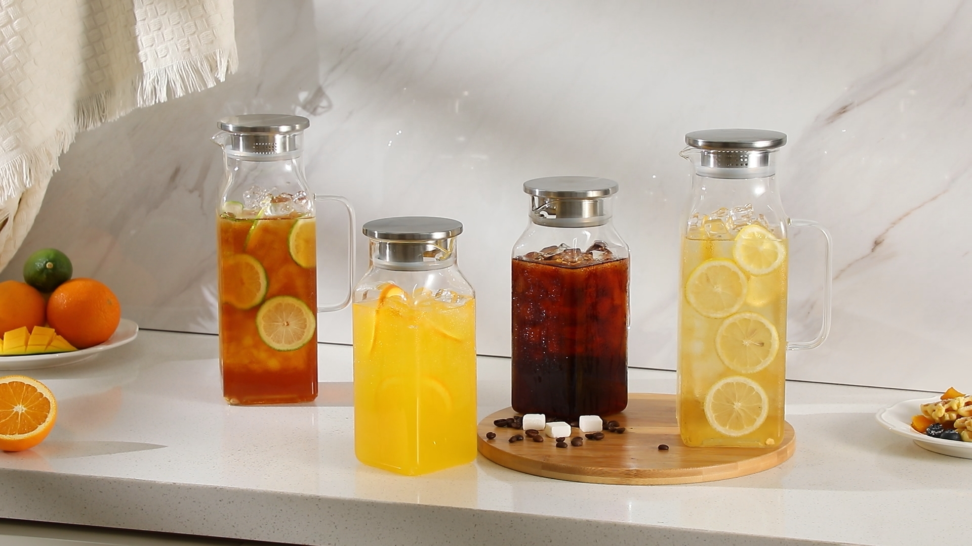 Amazon.com: Netany 2 Pack 2 Liters/68 oz Square Glass Pitcher with