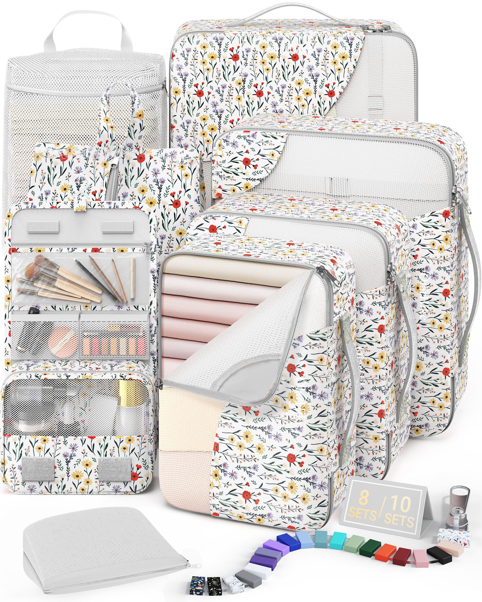 OlarHike 8 Set Packing Cubes for Travel,Gifts for Women Mom,Anti-Tearing Suitcase Organizer,with Over 1000 pcs Mesh Holes,Vacation Essentials &amp; Accessories for Cruise Ship