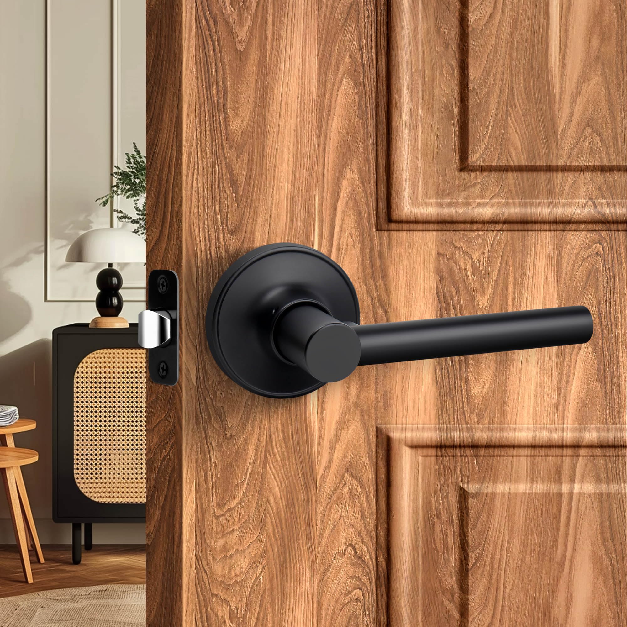 LOQRON Round Style Door Handle Without Lock and Key, Passage