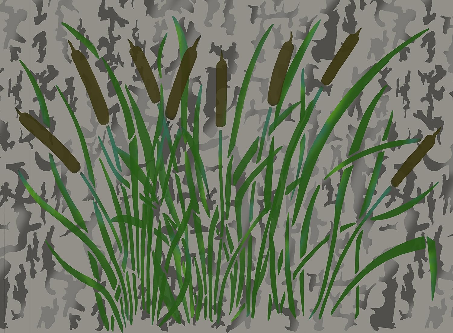 Acid Tactical® 5 Pack - 14" Camouflage Airbrush Spray Paint Stencils - Duracoat Gun Duck Boat Camo - Cattails Bark & Fern Set