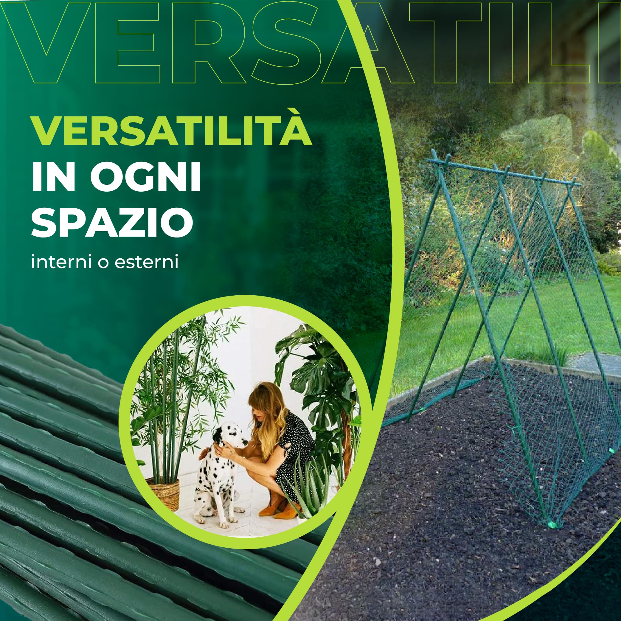 Control Garden - Confezione da 30 tutori in acciaio plastificato per piante, altezza 180 cm, diametro 10 mm, aste per la crescita delle piante, adatto per interni ed esterni