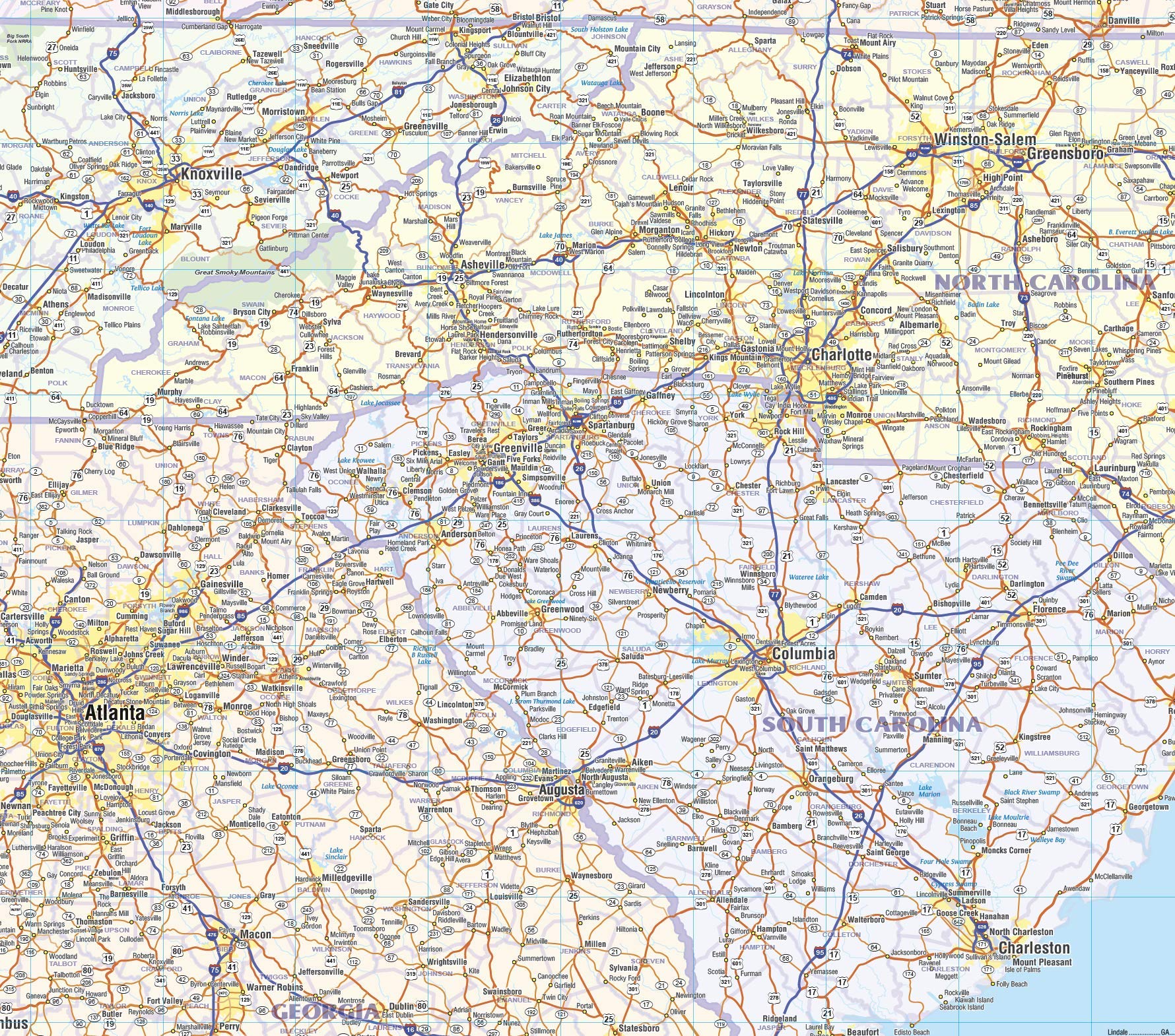 Southeastern United States 1947 Map By National Geographic | Avenza Maps