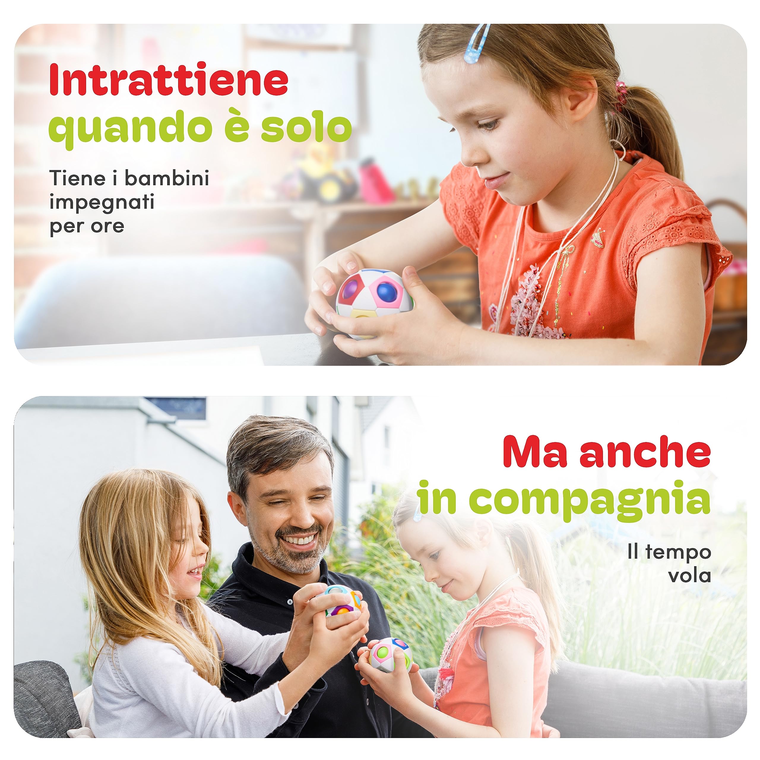 CUBIDI® Magic Rainbow Ball FOOTBAL I Giocattoli per lo sviluppo di Abilità I Palla Magica I Puzzle 3D per bambini e bambine a partire da 6 anni - Rompicapo e Palla Antistress per Bambini e Adulti