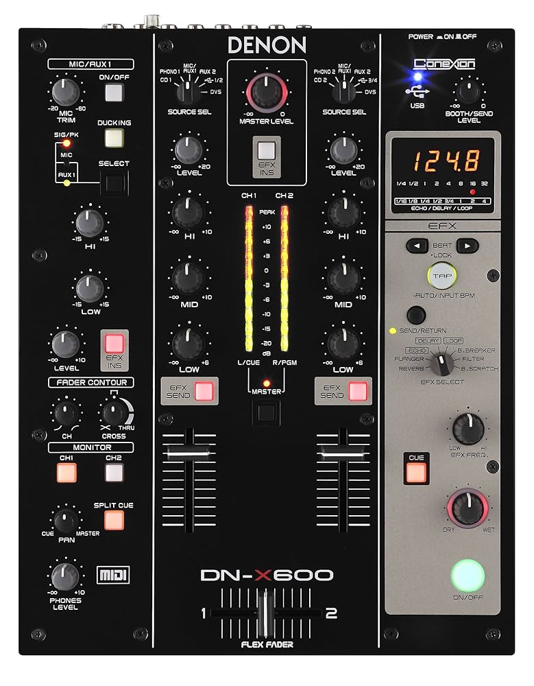 DENON DN-X600 ミキサー Denon DJ DN-X600 Mixer Digital USB Midi 2 Canais 8 Efeitos