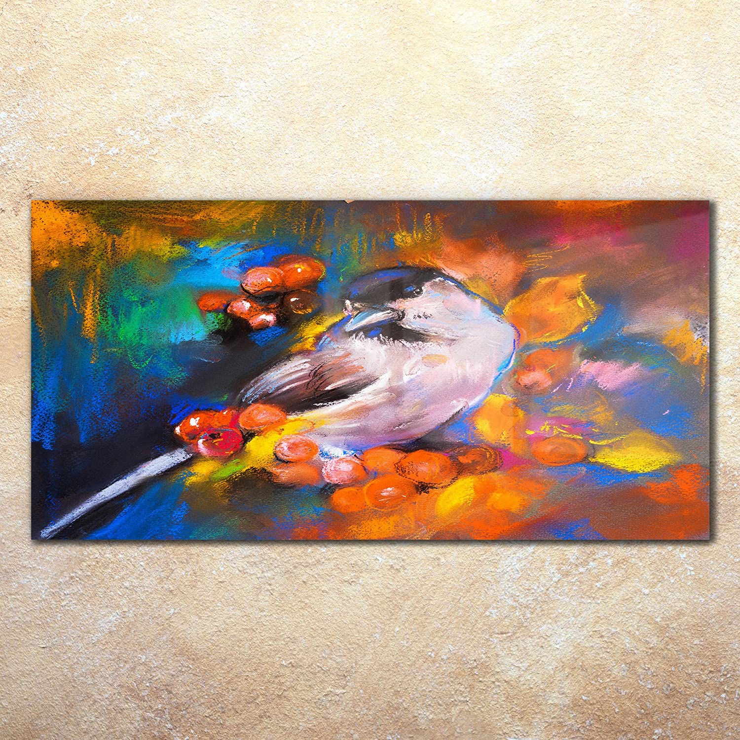 Coloray Pintura acrílica Cuadro De Pared 140x70cm Vidrio Acrílico Arte Sala De Estar Mural - Arte de Animales Pájaros