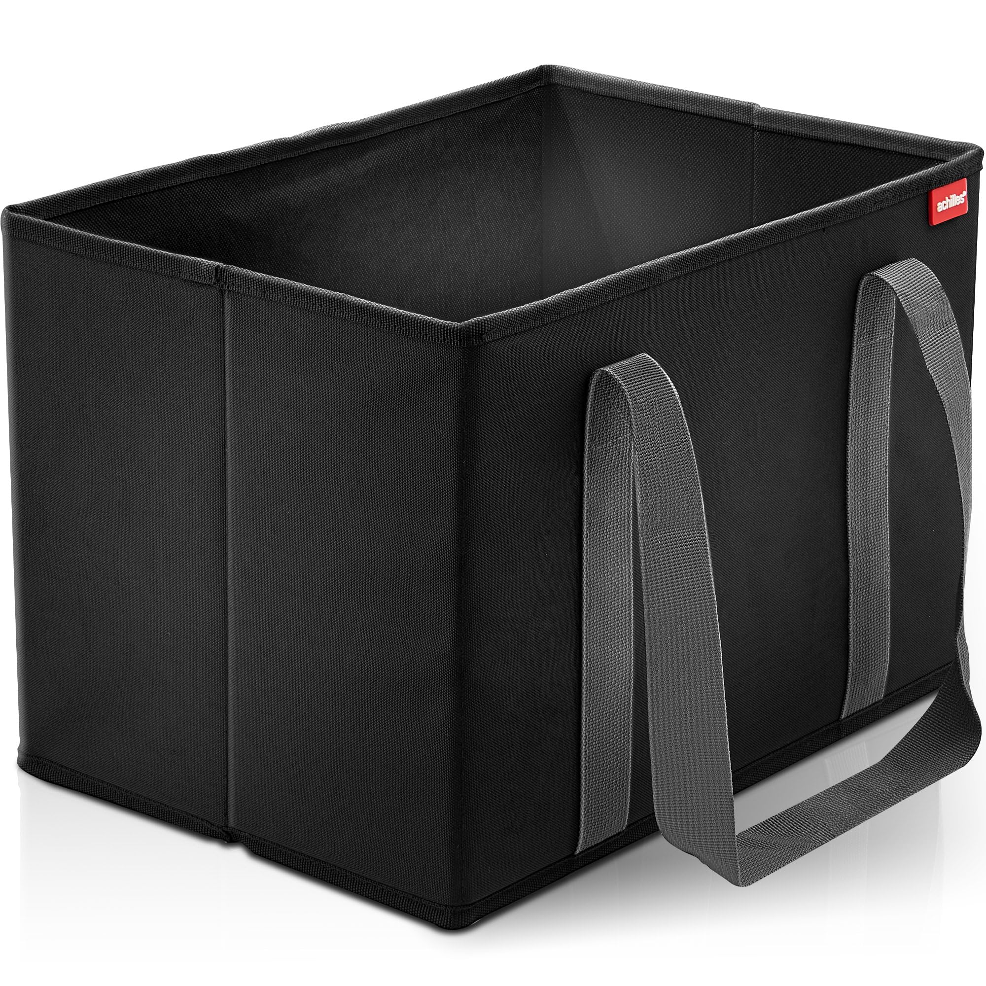 achilles ensemble de 3 paniers à provisions avec fond renforcé, sacs à provisions, boîte pliante, panier de transport, sac à provisions, caisse pour caddie, 37x25x25cm (noir)