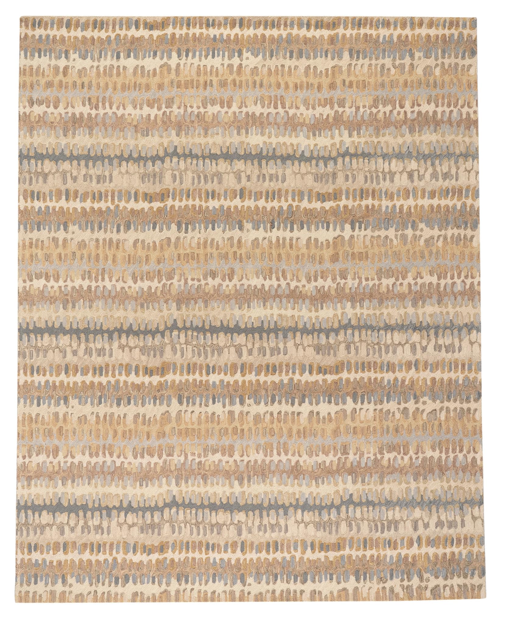 Dash & Albert Paint Chip Stone Hand Micro Hooked Wool Rug, 7.5 X 9.5 Feet, Multicolored/Browns Geometric Pattern