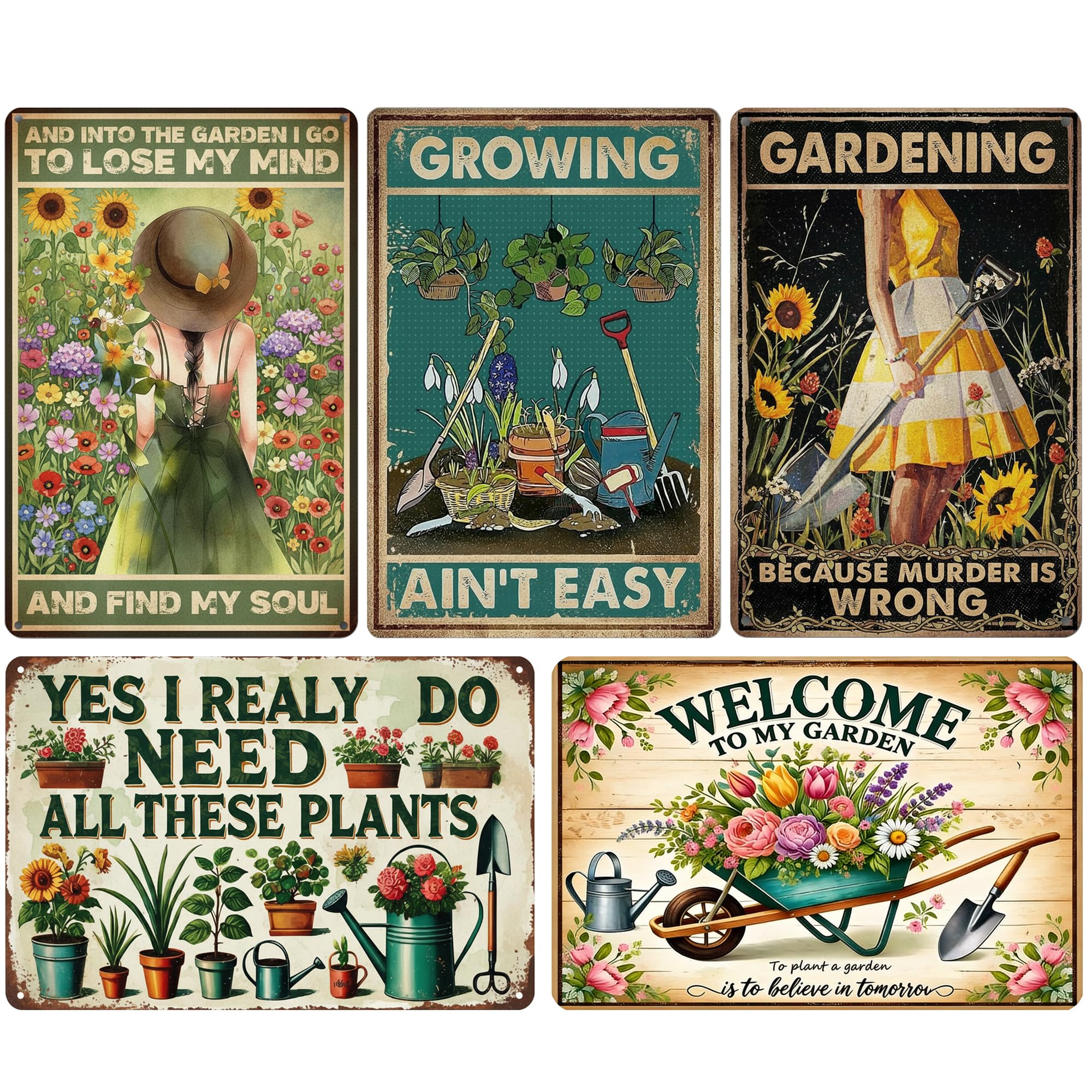 CNHONG Vintage Metal Sign 5-Pack