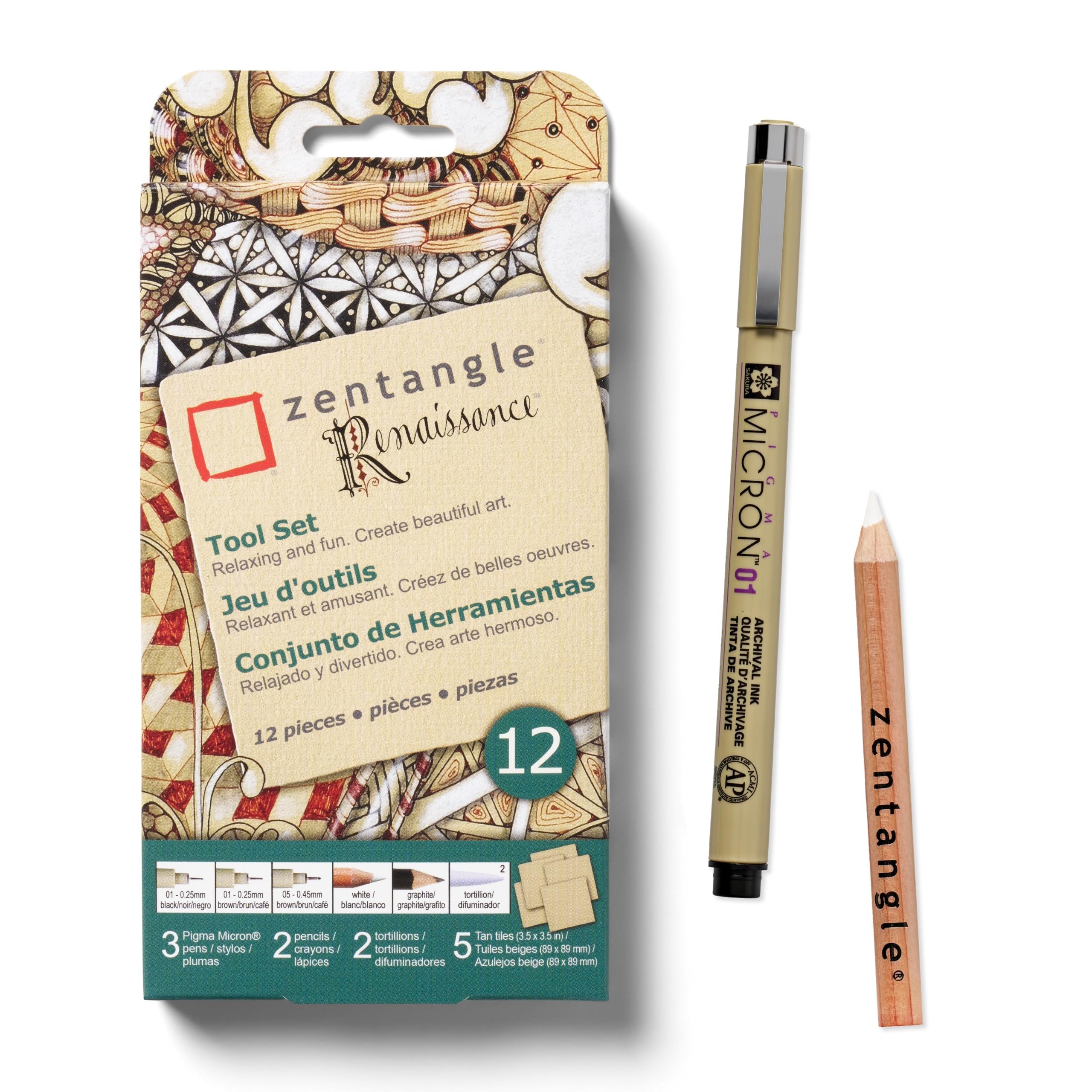 Amazon.com: SAKURA Zentangle Renaissance Tiles, 3.5