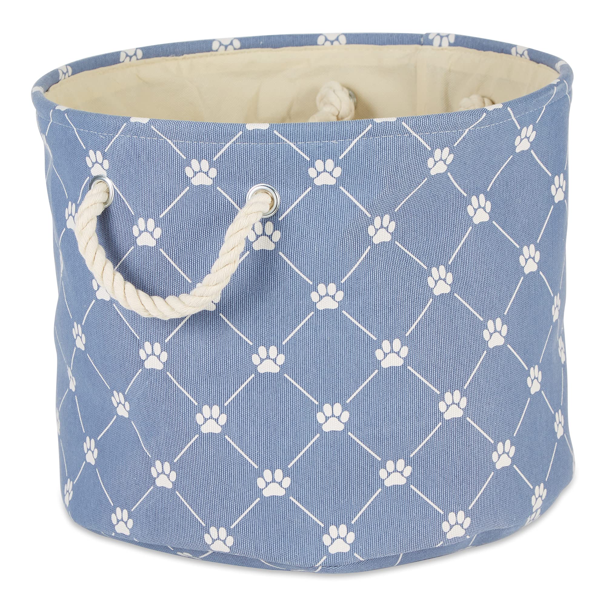 Photo 1 of ** TEARS **Bone Dry Pet Storage Paw and Bone, Trellis Collection, Large Round, 15x18x18, Stonewash Blue