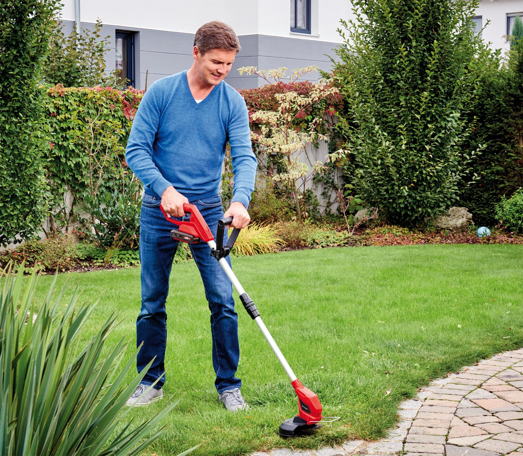 Einhell Rasentrimmer GC-CT 18/24 Li – Solo Power X-Change (18 cm, Li-Ion, 24 cm Schnittbreite, Einstellbarer Teleskop-Führungsholm, inkl. 20 Kundststoffmesser, Flowerguard, ohne Akku)